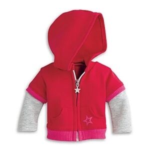 American Girl Pink and Gray Doll Hoodie